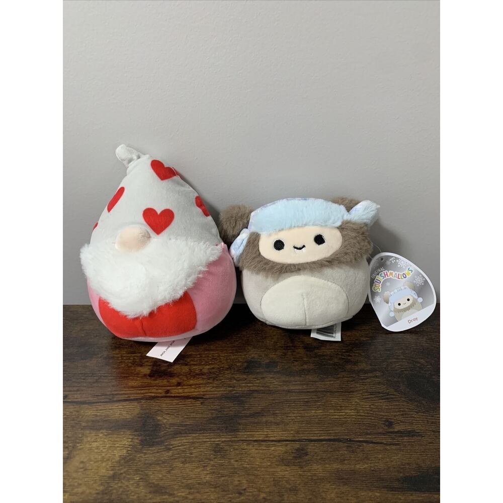 Squishmallows 5 inch Plush Toy Lot Of 2 ~ Hearts Gnome & Dray NICE!